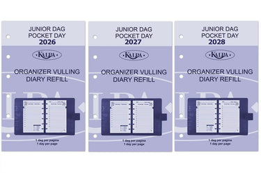 6231-26-27-28 125 x 80 mm Pocket 6 recharges quotidiennes pour classeurs à anneaux NL EN 2026 2027 2028